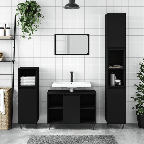 Bathroom Cabinet Black 80x33x60 cm Engineered Wood