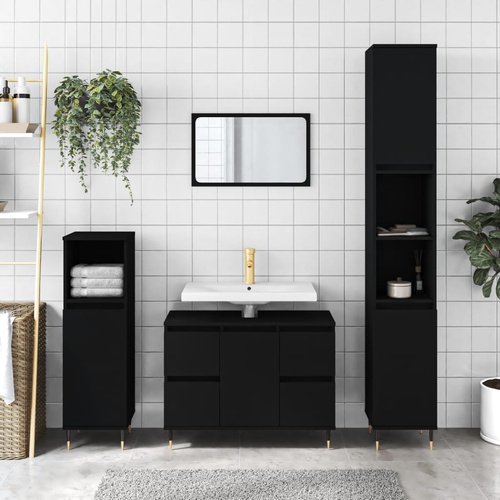 Bathroom Cabinet Black 80x33x60 cm Engineered Wood