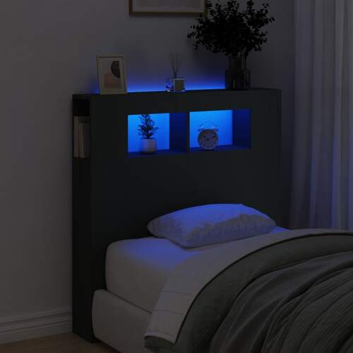 LED Headboard Black 100 cm Engineered Wood