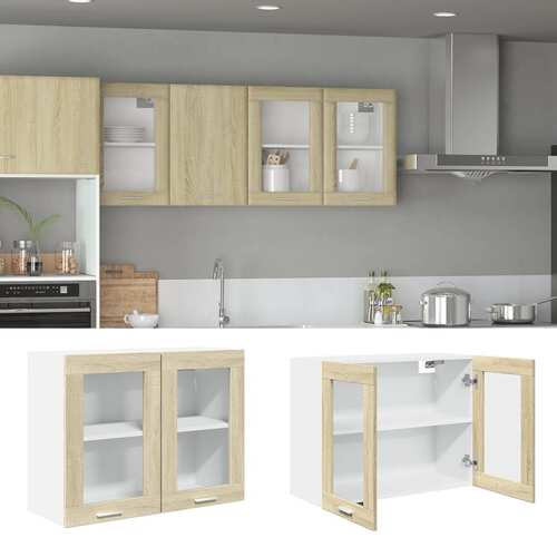 Hanging Glass Cabinet Sonoma Oak 80x31x60 cm Engineered Wood