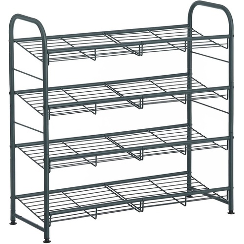 SONGMICS 4-Tier Shoe Rack Storage 16 Pairs Organizer Gray