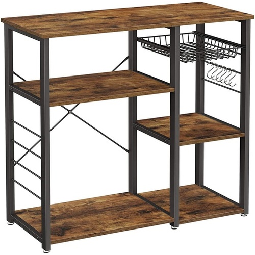 VASAGLE Kitchen Storage Shelves with Wire Basket and 6 S-Hooks