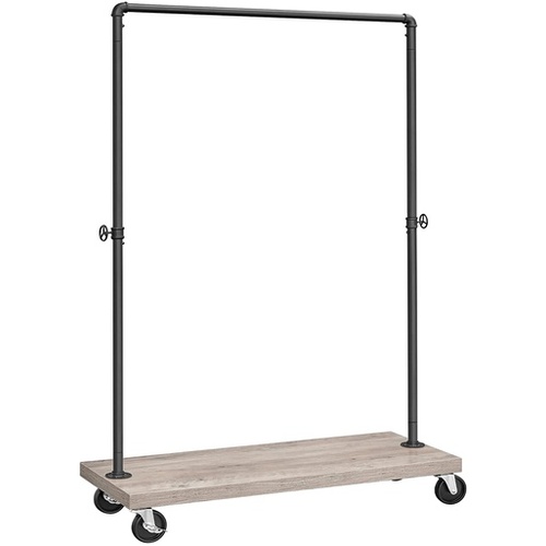 VASAGLE Clothes Rack Single Rail with Wheels Greige