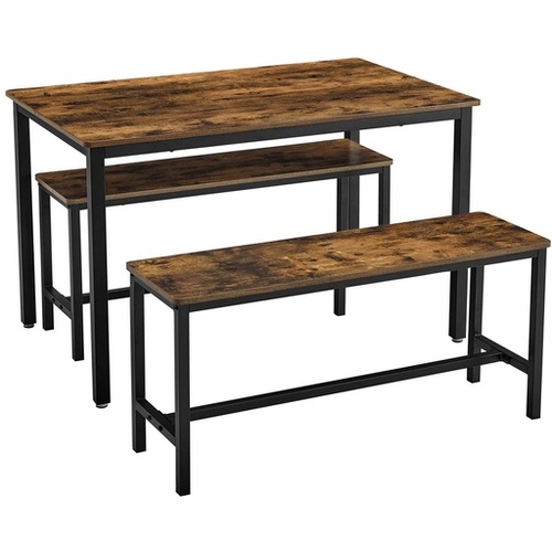 VASAGLE Dining Table Set with 2 Benches