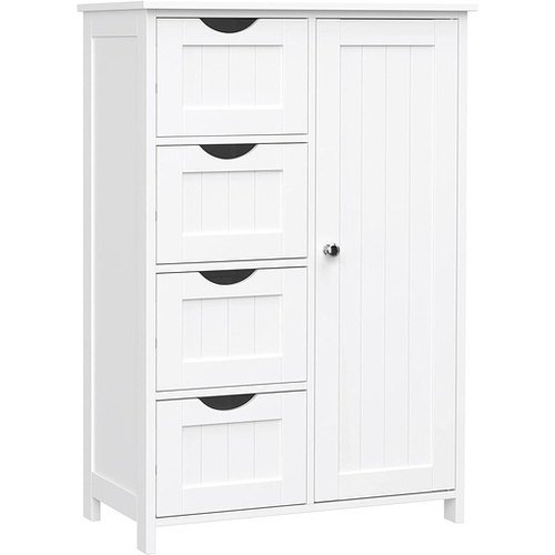 VASAGLE Floor Cabinet with 4 Drawers and Adjustable Shelf White LHC41W