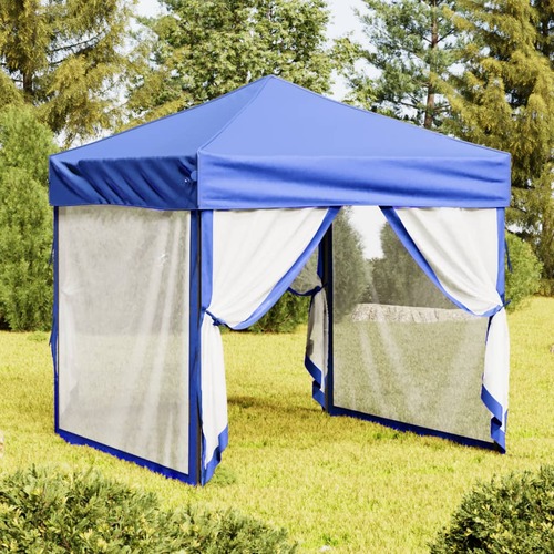 Folding Party Tent with Sidewalls Blue 2x2 m