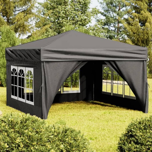 Folding Party Tent with Sidewalls Anthracite 3x3 m