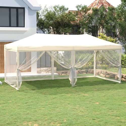 Folding Party Tent with Sidewalls Cream 3x6 m