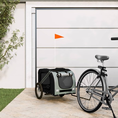 Pet Bike Trailer Black and Grey Oxford Fabric and Iron