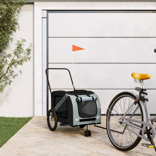 Pet Bike Trailer Grey and Black Oxford Fabric and Iron