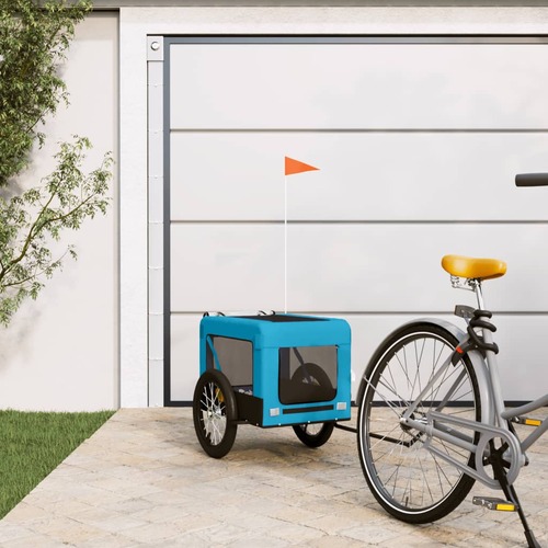 Pet Bike Trailer Blue and Black Oxford Fabric&Iron