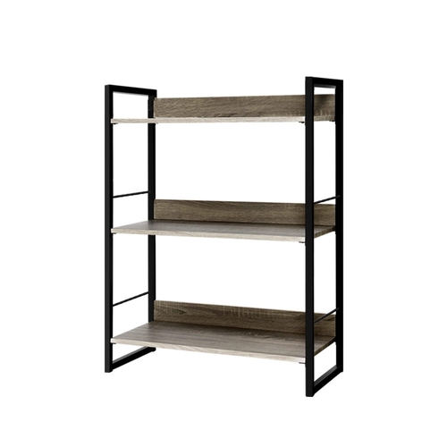 3 Tier Bookshelf Bookcase Display Shelves Unit Wooden Metal Rack 70.5x30x90cm