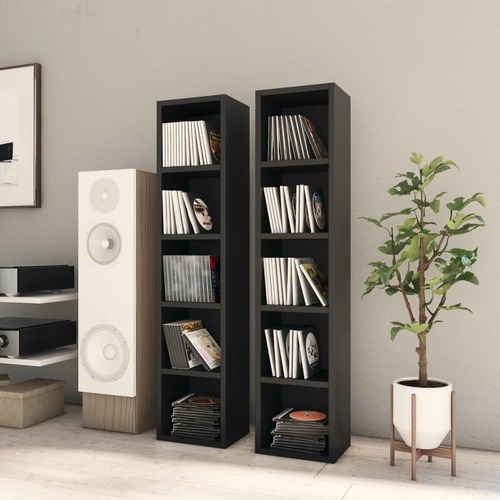 CD Cabinets 2 pcs Black 21x16x93.5 cm Engineered Wood