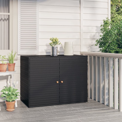 Garden Storage Cabinet Black 100x55.5x80 cm Poly Rattan